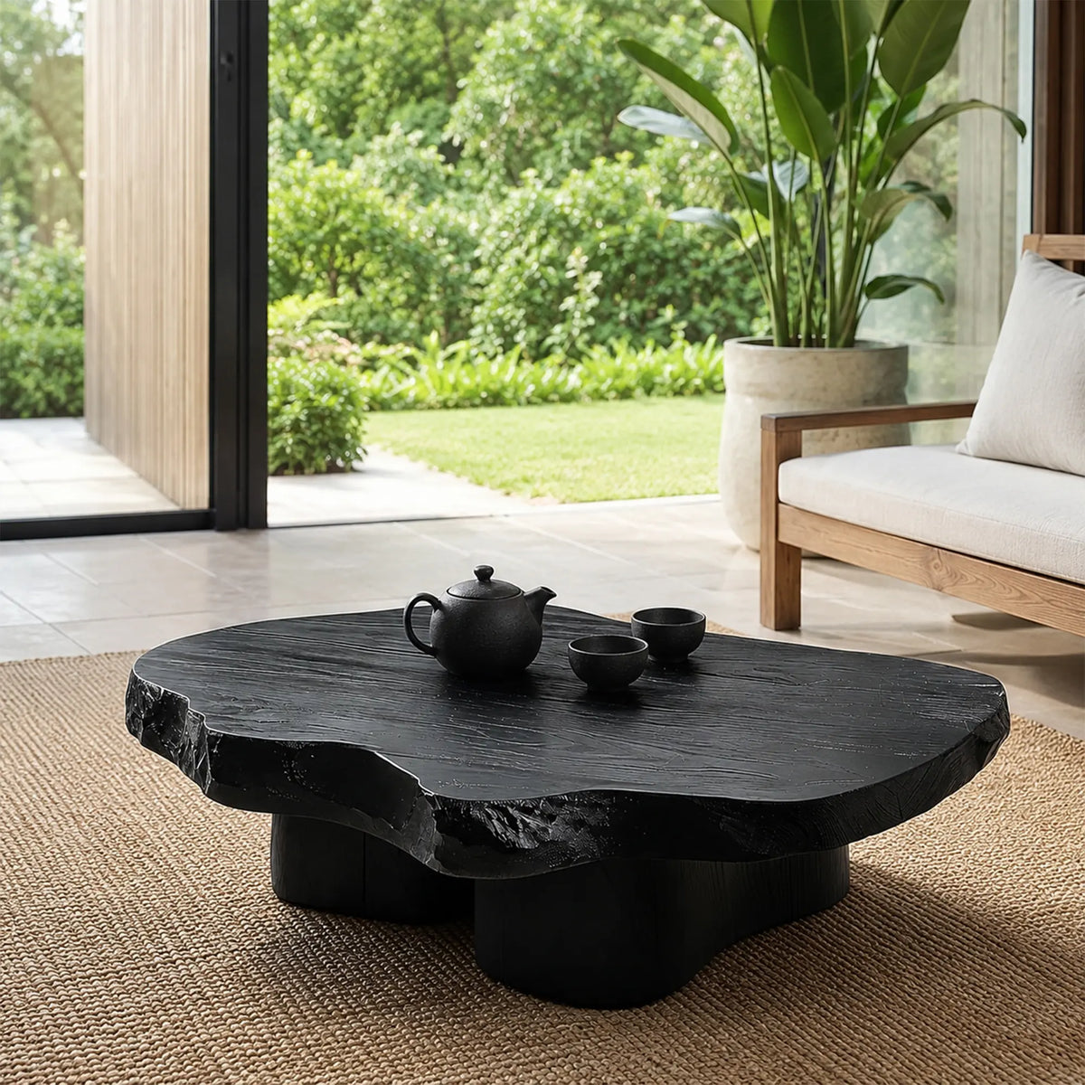 LUXORA Free Form Coffee Table Sculptural Design E0 Material Fully Assembled 100/120cm for Living Room Tea Room Lounge