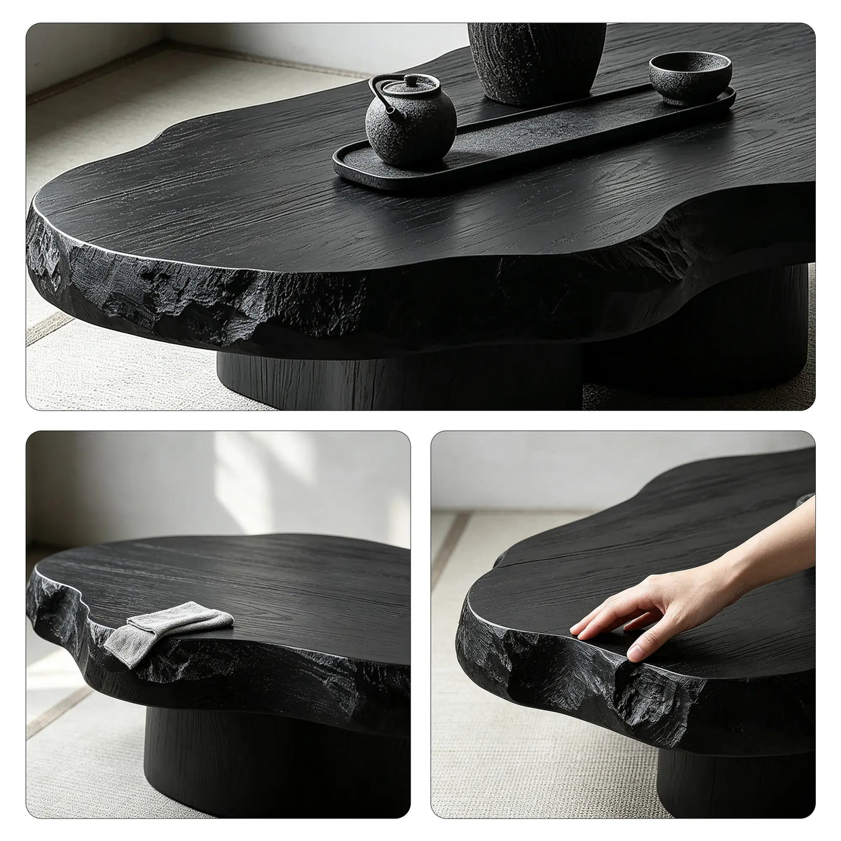 LUXORA Free Form Coffee Table Sculptural Design E0 Material Fully Assembled 100/120cm for Living Room Tea Room Lounge