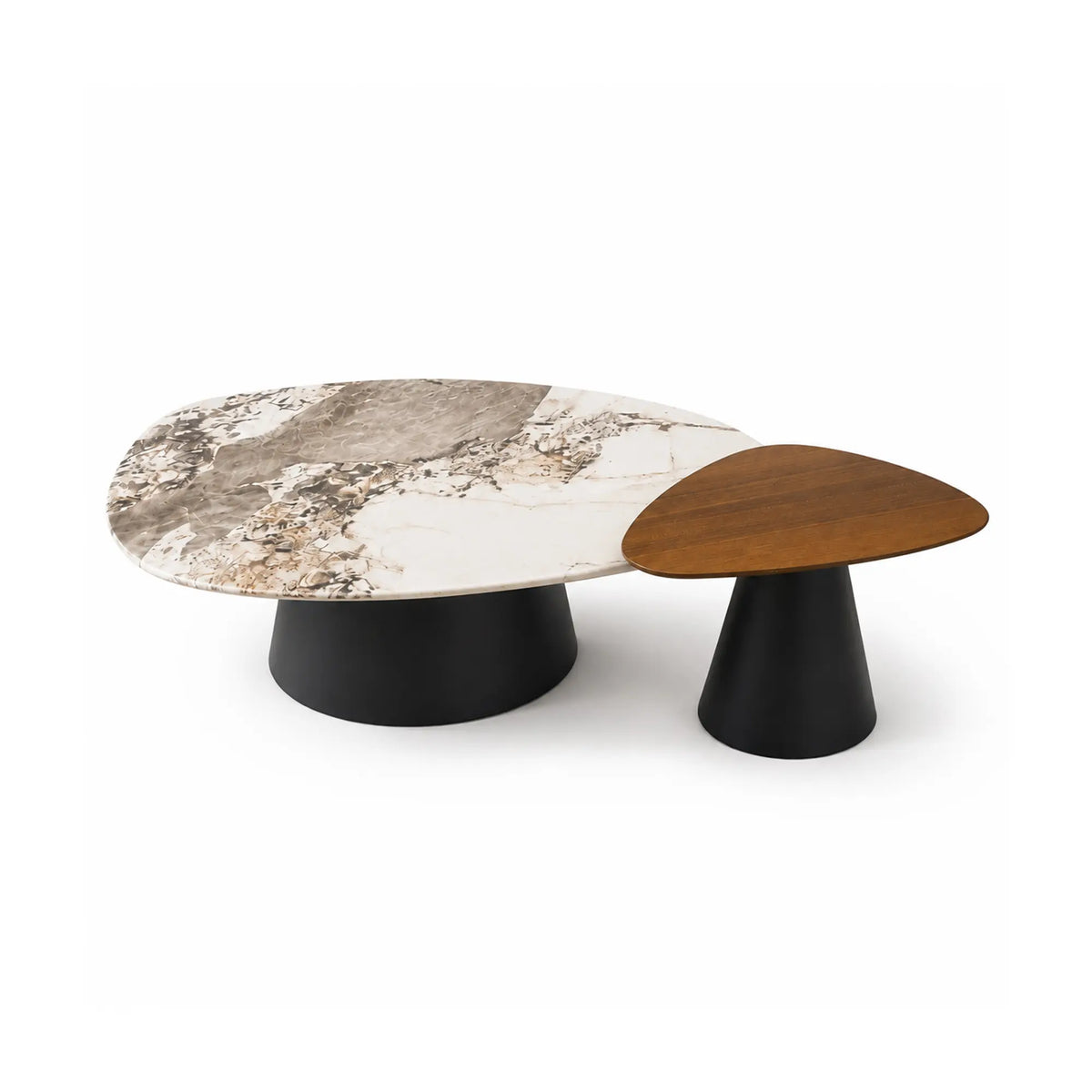 LUXORA Modern Coffee Table Set Pandora Marble Top Carbon Steel Tapered Base for Living Room Sofa Area Lounge