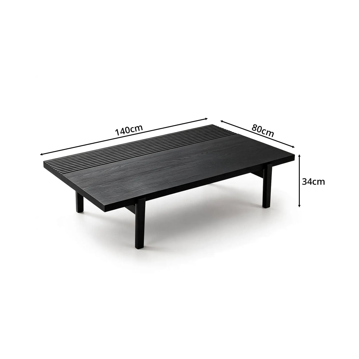LUXORA Solid Oak Coffee Table North American FAS Grade Oak Natural Wood Grain Artistic Minimalist Design for Living Room Hotel Lounge - Black