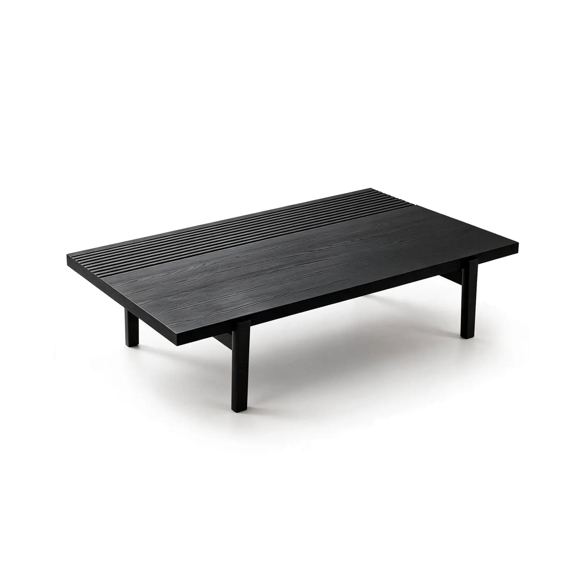 LUXORA Solid Oak Coffee Table North American FAS Grade Oak Natural Wood Grain Artistic Minimalist Design for Living Room Hotel Lounge - Black