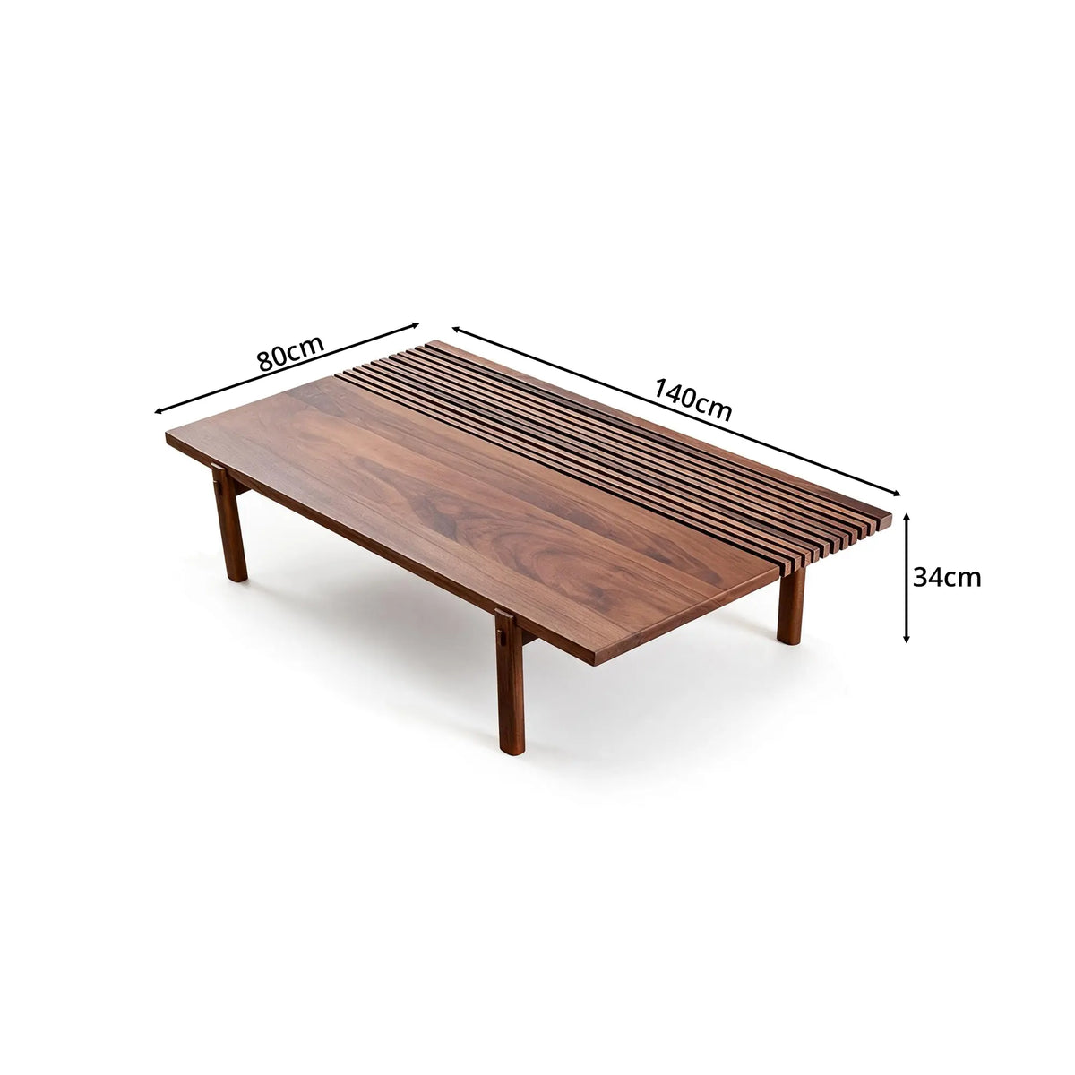 LUXORA Solid Oak Coffee Table North American FAS Grade Oak Natural Wood Grain Artistic Minimalist Design for Living Room Hotel Lounge - Walnut