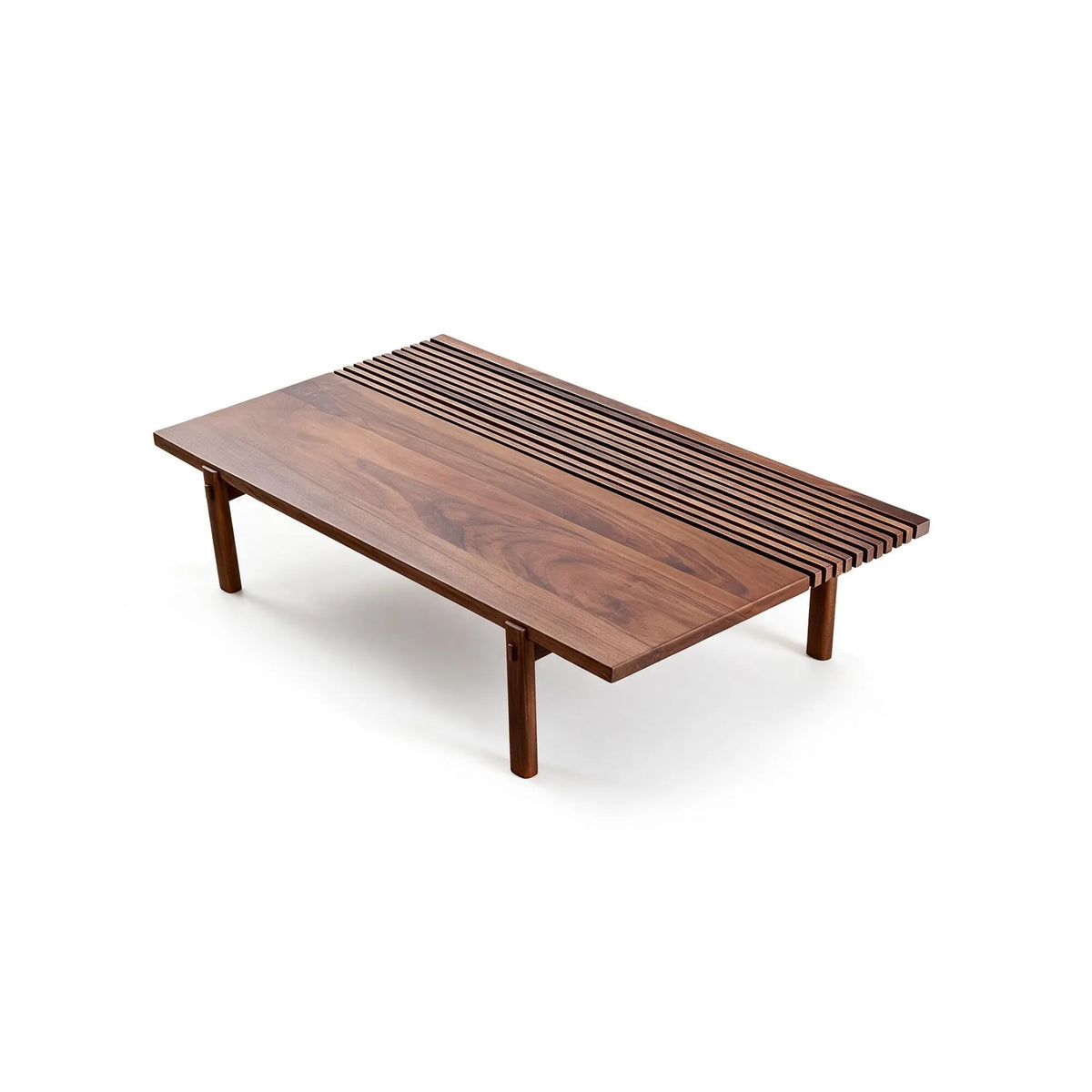 LUXORA Solid Oak Coffee Table North American FAS Grade Oak Natural Wood Grain Artistic Minimalist Design for Living Room Hotel Lounge - Walnut