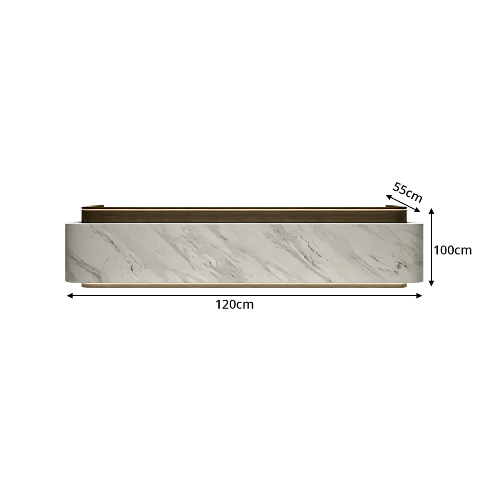 LUXORA 120/180cm Modern Office Reception Counter with Integrated LED Lighting for Company, Hotel & Salon - Grey & Coffee Brown