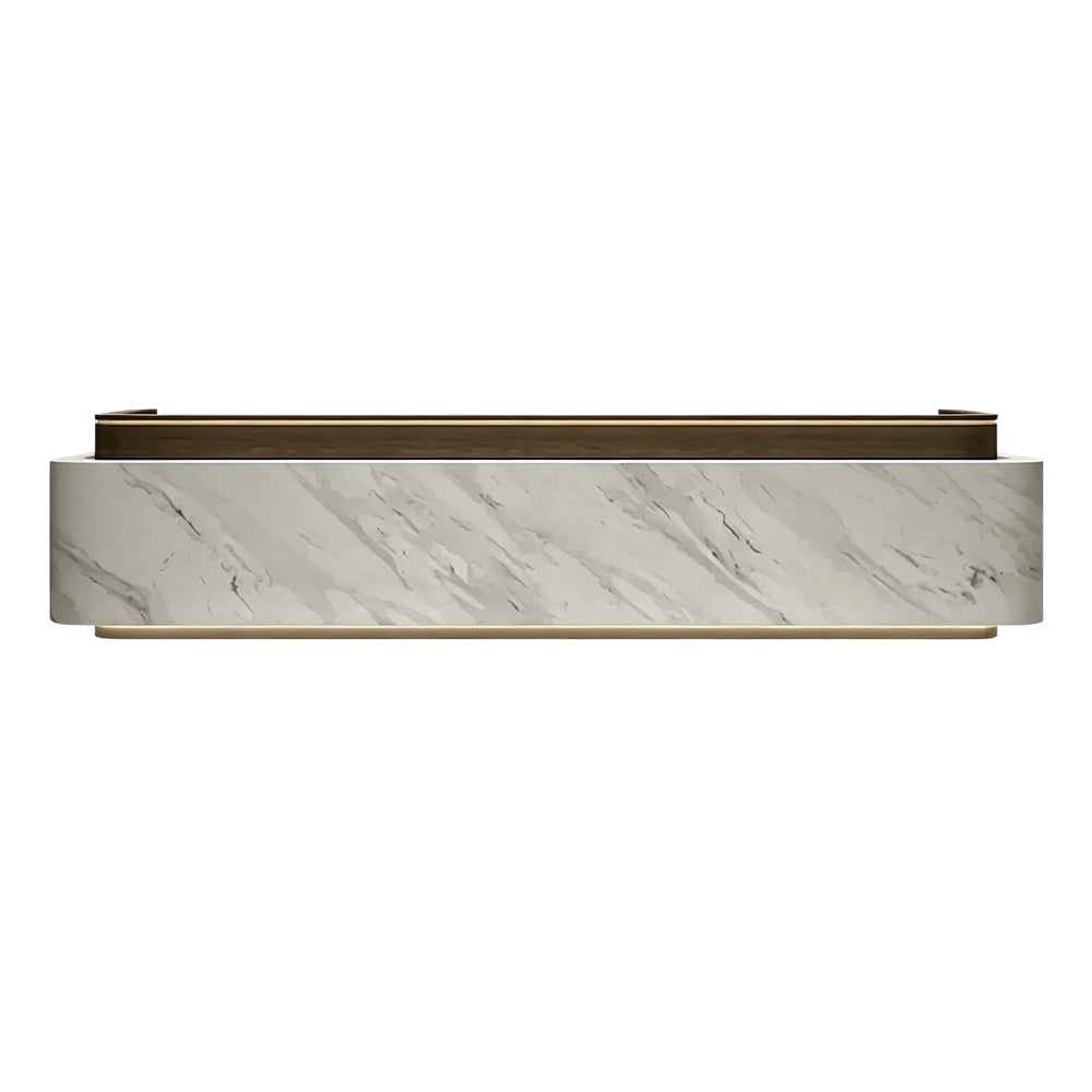 LUXORA 120/180cm Modern Office Reception Counter with Integrated LED Lighting for Company, Hotel & Salon - Grey & Coffee Brown