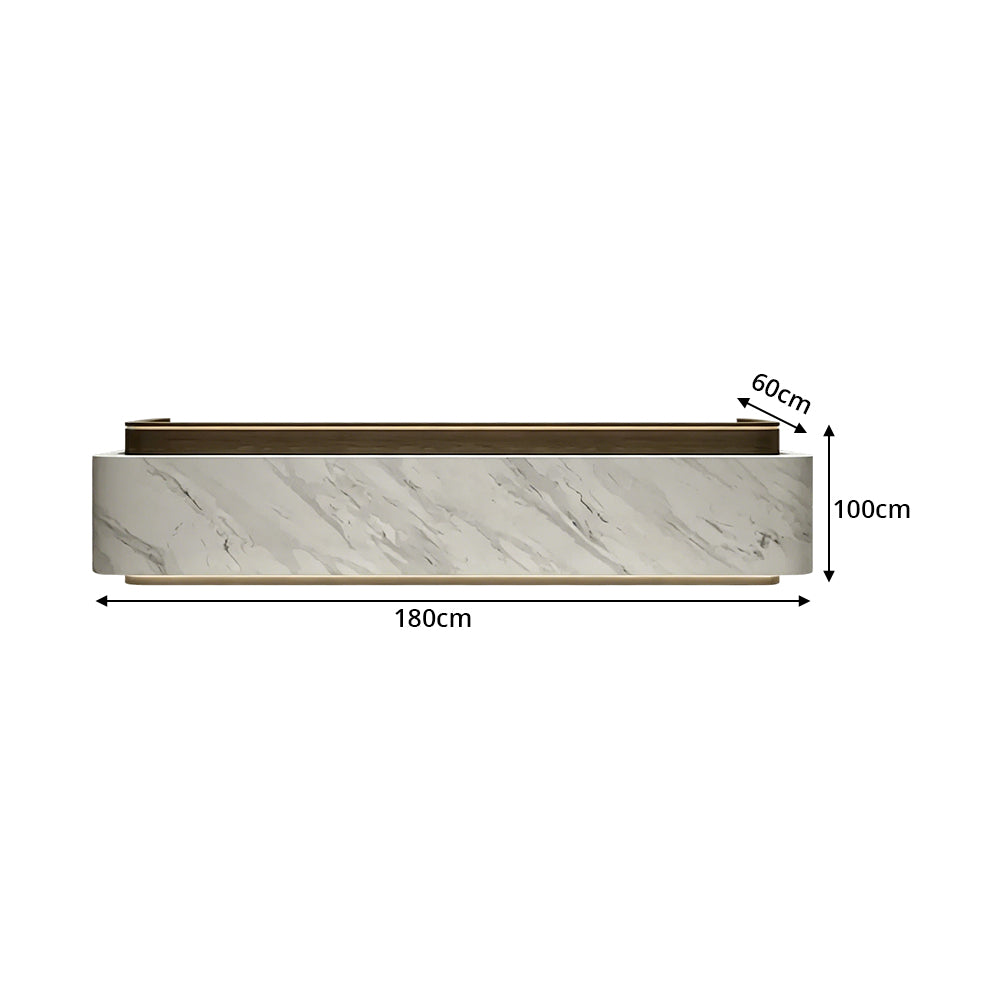 LUXORA 120/180cm Modern Office Reception Counter with Integrated LED Lighting for Company, Hotel & Salon - Grey & Coffee Brown
