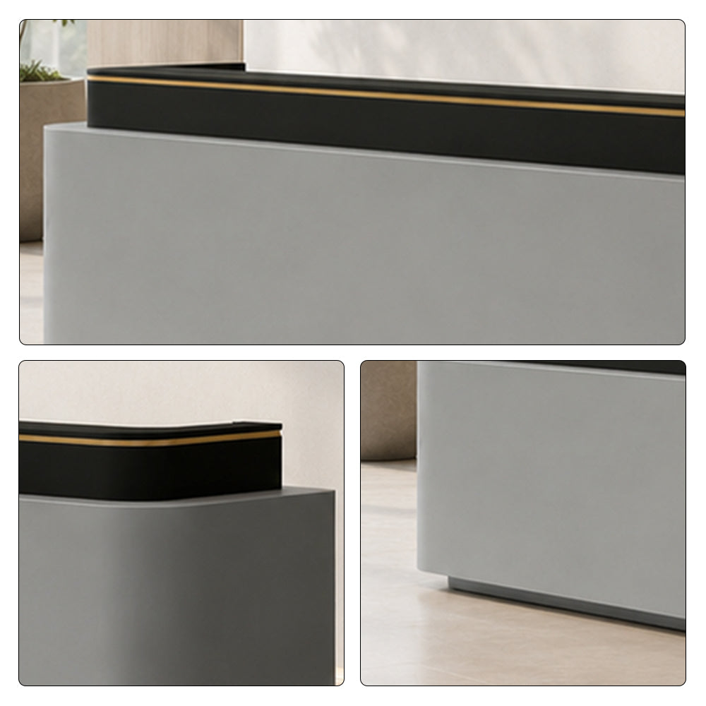 LUXORA 120/180cm Modern Office Reception Counter with Integrated LED Lighting for Company, Hotel & Salon - Grey & Black