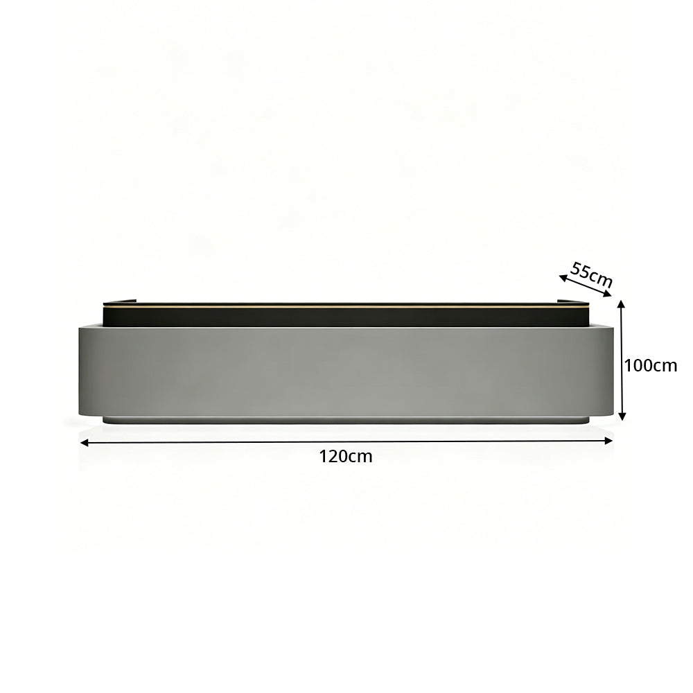 LUXORA 120/180cm Modern Office Reception Counter with Integrated LED Lighting for Company, Hotel & Salon - Grey & Black