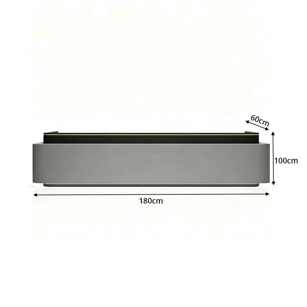 LUXORA 120/180cm Modern Office Reception Counter with Integrated LED Lighting for Company, Hotel & Salon - Grey & Black