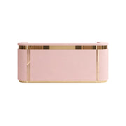 LUXORA 120/180cm Modern Curved Reception Counter with LED Lighting and Lockable Drawer for Retail Store & Salon - Pink & Gold Trim