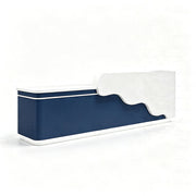 LUXORA 120/180cm Curved Reception Counter with LED Lighting for Kindergarten, Learning Centre & Retail Store - Gloss White & Dark Blue