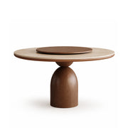 LUXORA Modern Round Marble Dining Table Natural Stone Top Solid Wood Base 120/130cm for Kitchen Dining Room Gathering