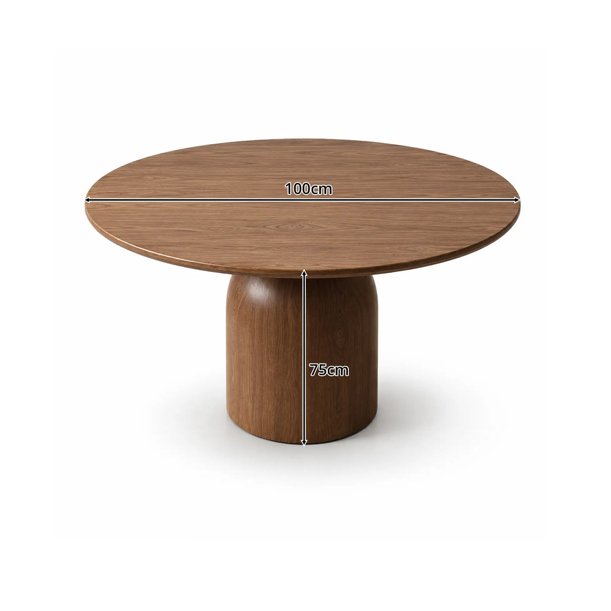 LUXORA Round Solid Wood Dining Table FAS Grade Ash Wood Thickened Top 100/110cm for Dining Room Apartment Lounge - Walnut