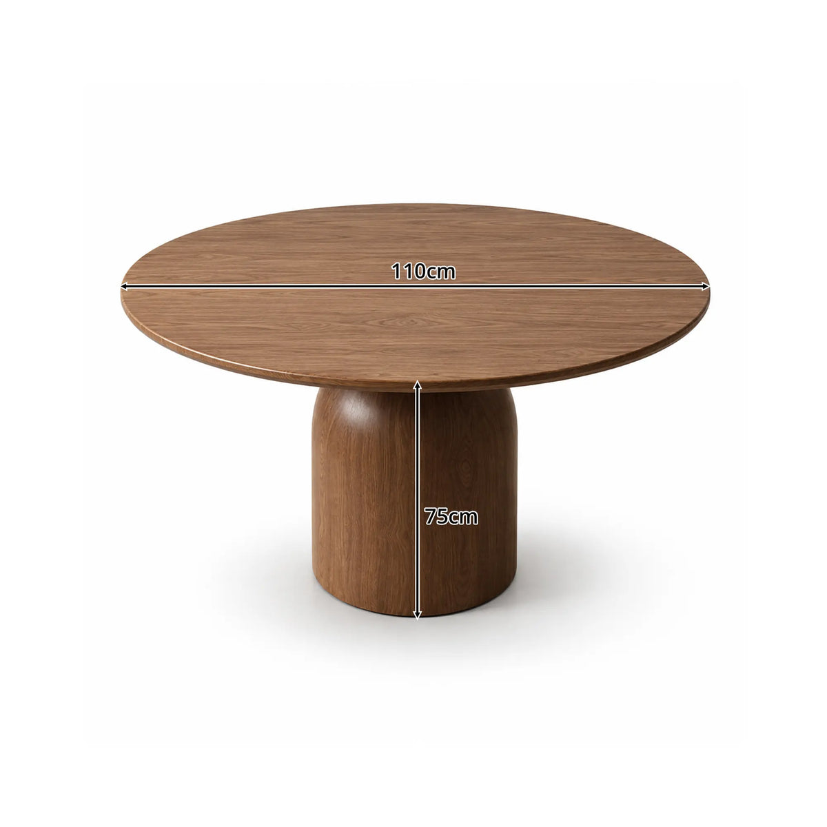 LUXORA Round Solid Wood Dining Table FAS Grade Ash Wood Thickened Top 100/110cm for Dining Room Apartment Lounge - Walnut
