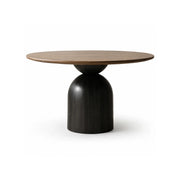 LUXORA Round Solid Wood Dining Table FAS Grade Ash Wood Thickened Top 100/110cm for Dining Room Apartment Lounge - Walnut & Black