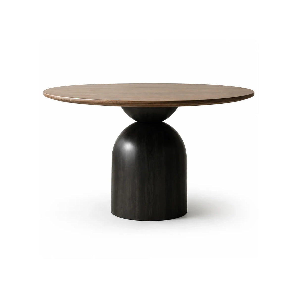 LUXORA Round Solid Wood Dining Table FAS Grade Ash Wood Thickened Top 100/110cm for Dining Room Apartment Lounge - Walnut & Black