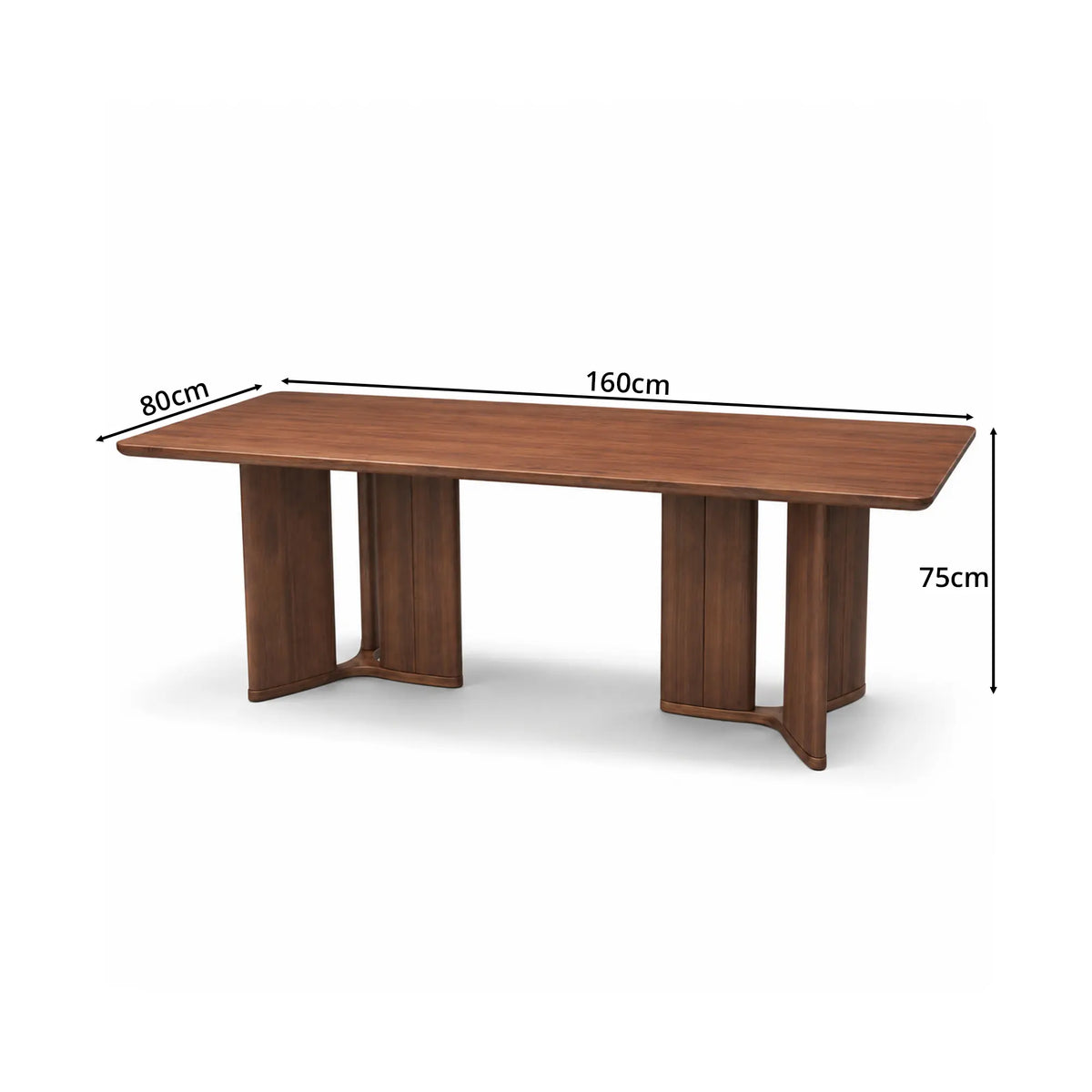 LIVARA Solid Wood Dining Table New Zealand Pine Dual Pedestal Support 140/160cm for Dining Room Apartment Open Kitchen