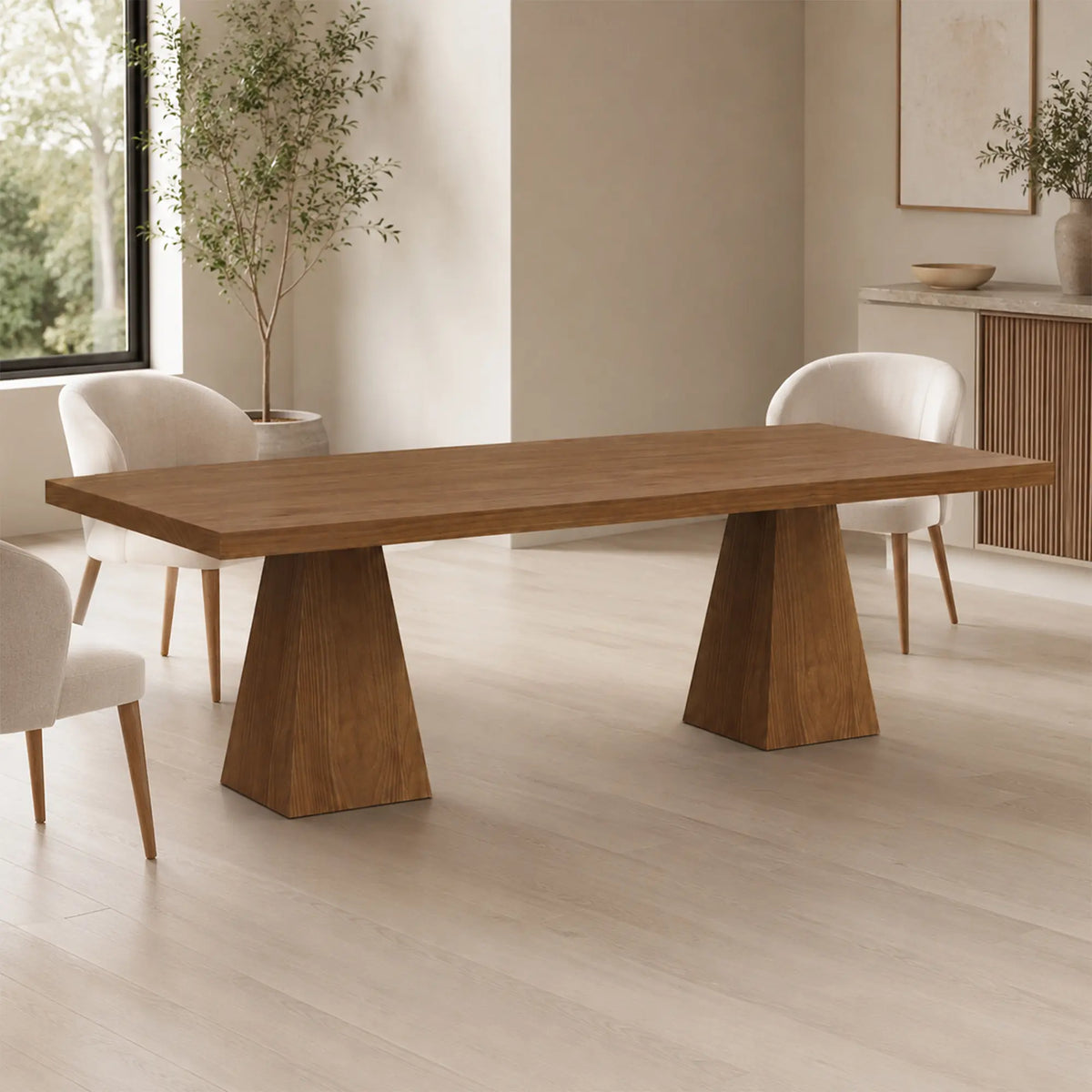 LUXORA Pine Wood Dining Table Natural Vintage Design Thick Solid Wood Top 160/180/200cm for Home Dining Open Kitchen