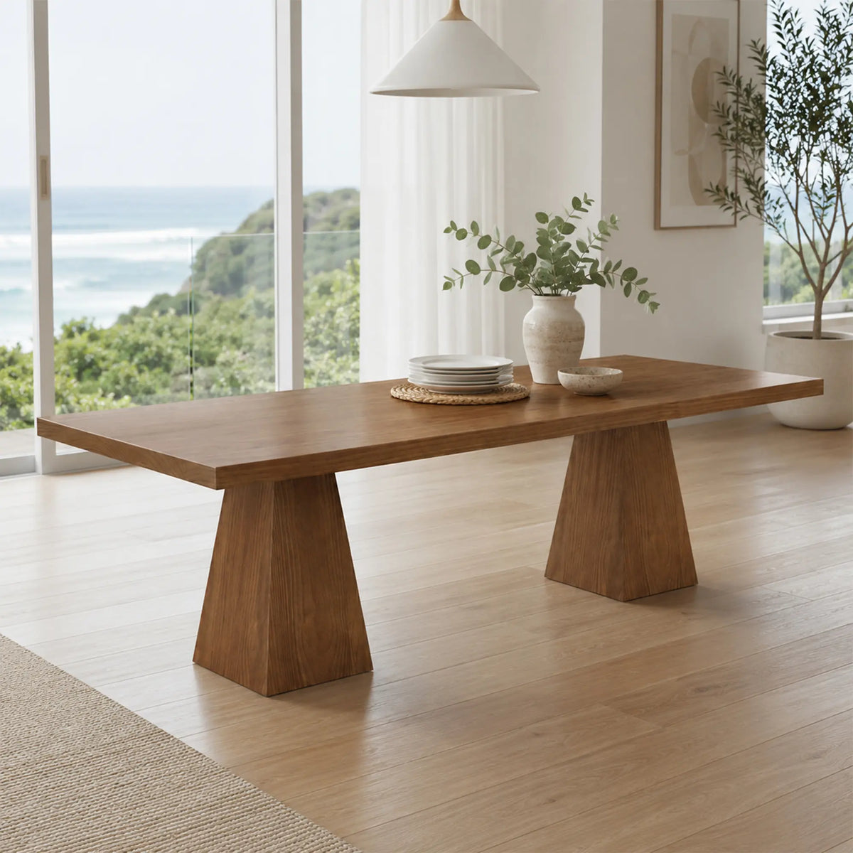 LUXORA Pine Wood Dining Table Natural Vintage Design Thick Solid Wood Top 160/180/200cm for Home Dining Open Kitchen