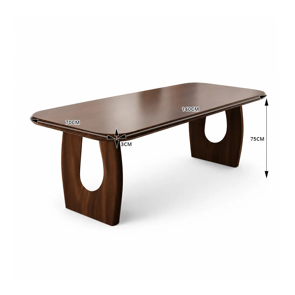 LUXORA 140/160cm South American Walnut Wood Dining Table with Rounded Edges, Sculptural Legs & Modern Minimalist Design - Dark Walnut