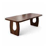LUXORA 140/160cm South American Walnut Wood Dining Table with Rounded Edges, Sculptural Legs & Modern Minimalist Design - Dark Walnut