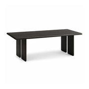 LUXORA 140/160cm Solid North American White Ash Wood Dining Table with 5cm Thick Tabletop, Rounded Edges & Modern Panel Legs - Black