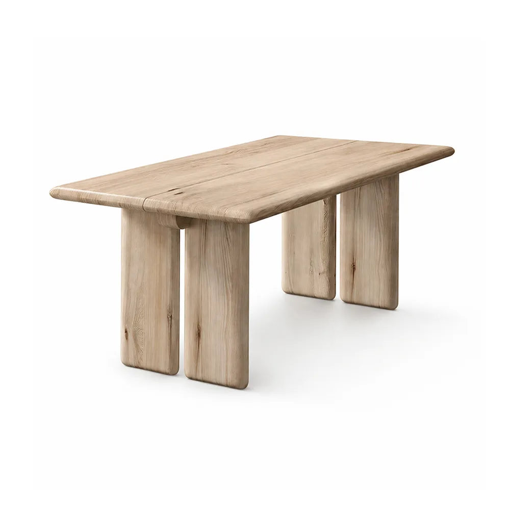 LUXORA 140/160cm Solid Pine Wood Dining Table, Modern Minimalist Rectangular Table with Spacious Top and Solid Wood Panel Legs - Natural Wood