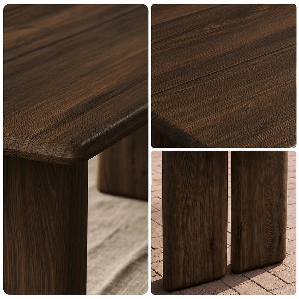 LUXORA 140/160cm Solid Pine Wood Dining Table, Modern Minimalist Rectangular Table with Spacious Top and Solid Wood Panel Legs - Walnut
