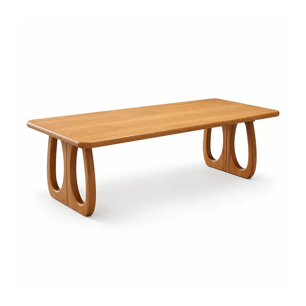 LUXORA 140/160cm North American FAS Grade Solid Cherry Wood Dining Table, 3cm Thick Rounded Top with Sculptural U Shaped Legs - Natural Cherry Wood