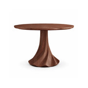 LUXORA 100cm Round Dining Table, Modern Kitchen Table with White Oak Veneer Top and Sculptural Flared Pedestal Base - Walnut