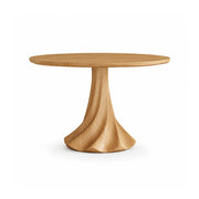 LUXORA 100cm Round Dining Table, Modern Kitchen Table with White Oak Veneer Top and Sculptural Flared Pedestal Base - Wood