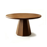 LUXORA Round Solid Pine Wood Dining Table 45mm Thick Tabletop Sculptural Pedestal Base 120cm for 3-6 People - Walnut