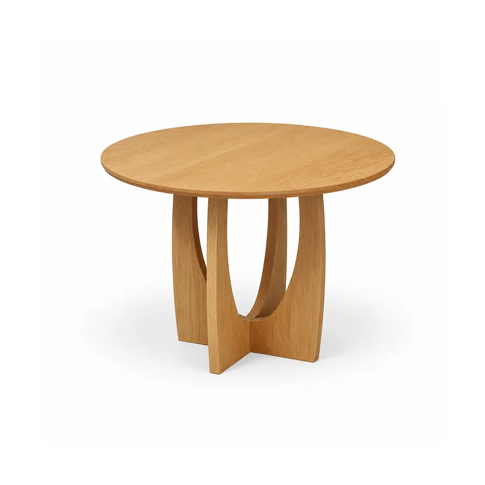 LUXORA Modern Round Solid Pine Wood Dining Table Natural Wood Grain Sculptural Curved Cross Pedestal Base 90/100cm for Dining Room Kitchen - Natural Wood
