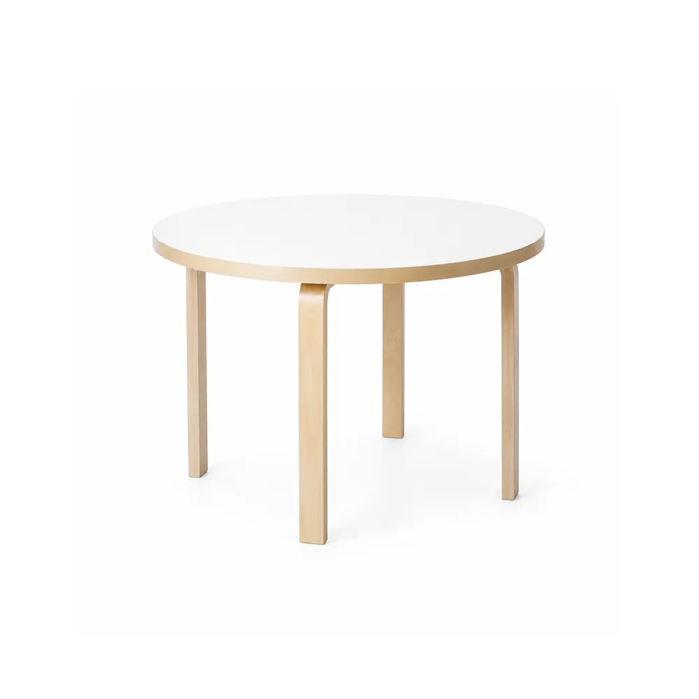 LUXORA Modern Round Dining Table 100cm White Tabletop Four Solid Wood Legs Smooth Rounded Edges - White