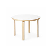 LUXORA Modern Round Dining Table 100cm White Tabletop Four Solid Wood Legs Smooth Rounded Edges - White