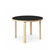 LUXORA Modern Round Dining Table 100cm White Tabletop Four Solid Wood Legs Smooth Rounded Edges - Black