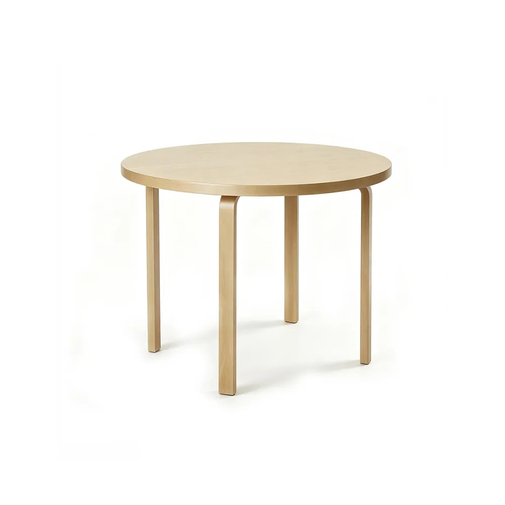 LUXORA Modern Round Dining Table 100cm White Tabletop Four Solid Wood Legs Smooth Rounded Edges - Wood