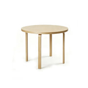 LUXORA Modern Round Dining Table 100cm White Tabletop Four Solid Wood Legs Smooth Rounded Edges - Wood