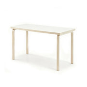 LUXORA Modern Rectangular Dining Table 120cm White Tabletop Curved Wooden Legs Multi-Purpose Design - White