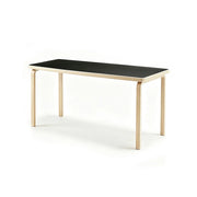 LUXORA Modern Rectangular Dining Table 120cm White Tabletop Curved Wooden Legs Multi-Purpose Design - Black