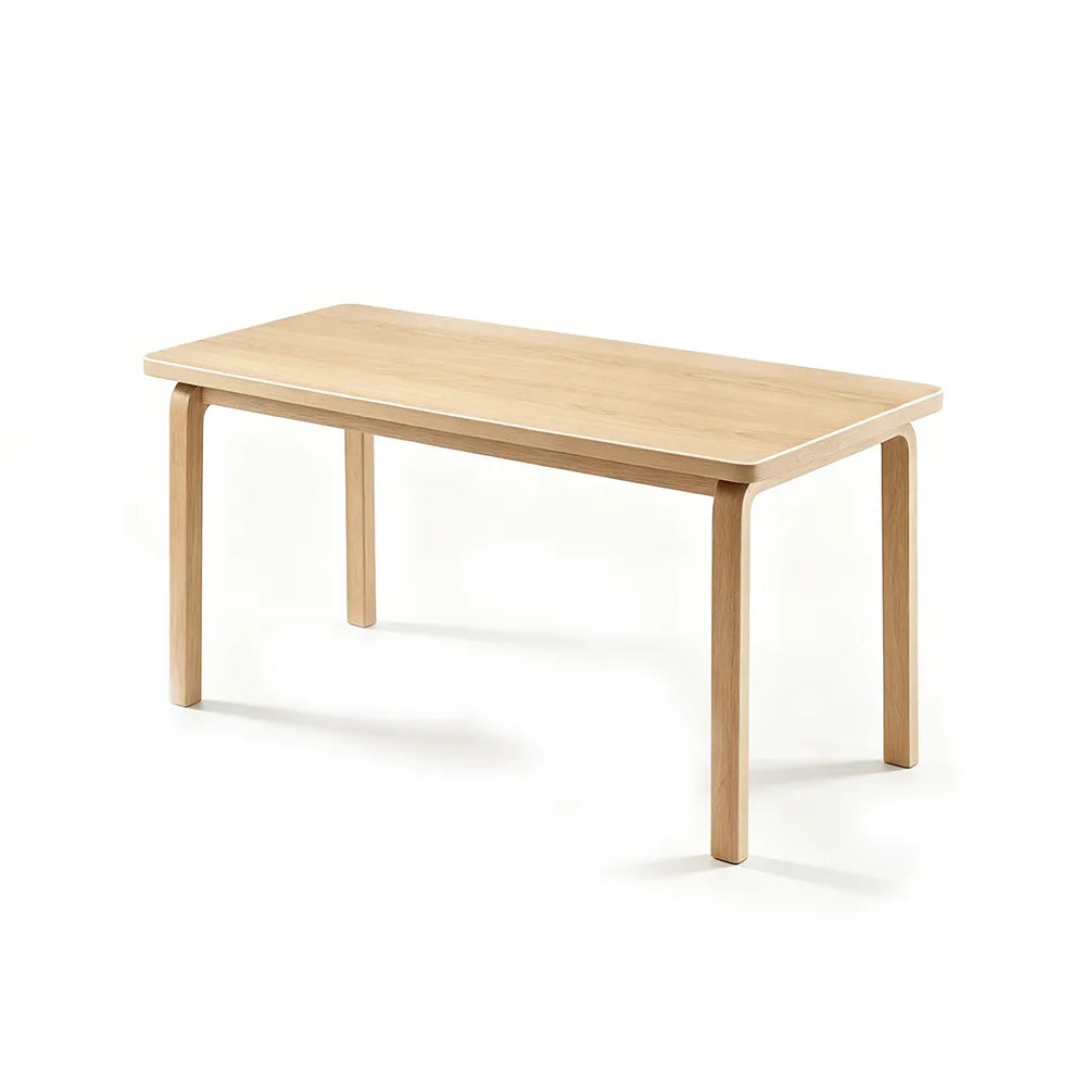 LUXORA Modern Rectangular Dining Table 120cm White Tabletop Curved Wooden Legs Multi-Purpose Design - Wood