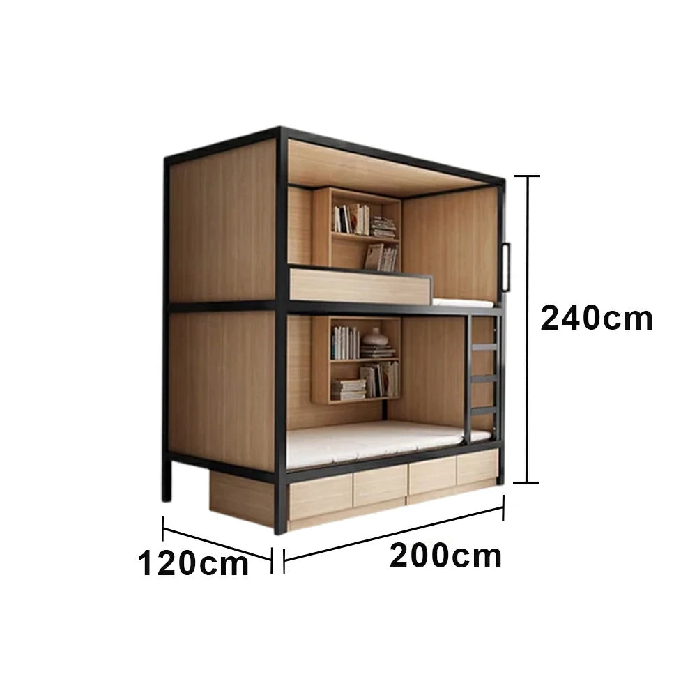 LUXORA Metal Bunk Bed with Storage Shelves Heavy Duty Frame 90/100/120cm Space Saving for Dorm Apartment