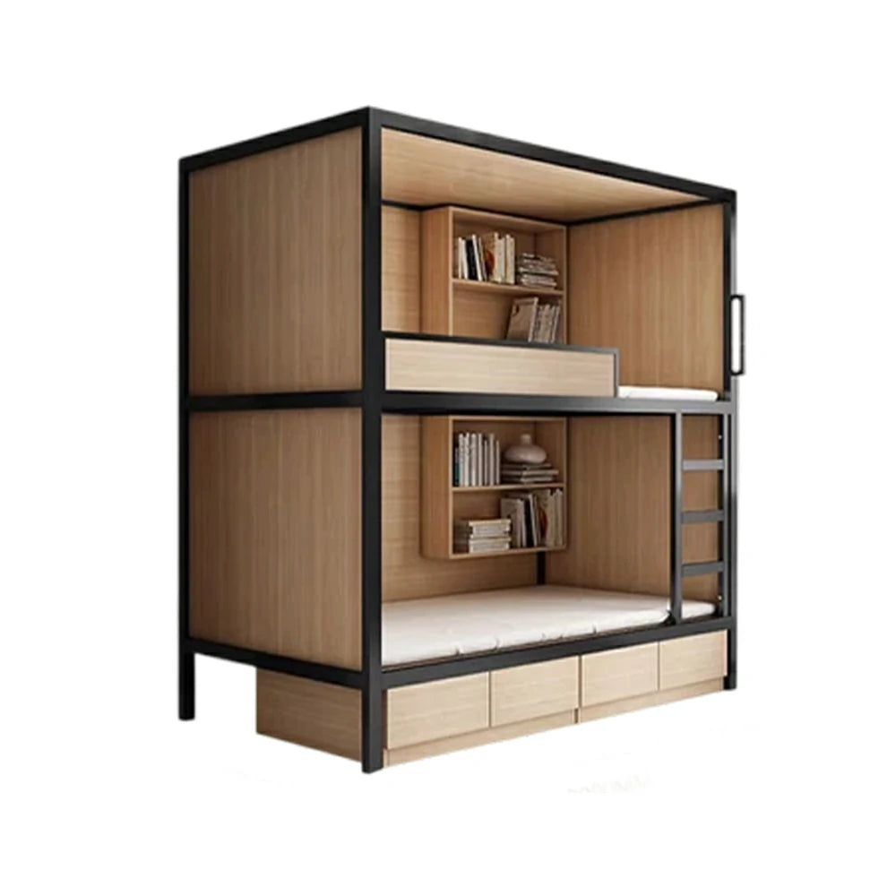 LUXORA Metal Bunk Bed with Storage Shelves Heavy Duty Frame 90/100/120cm Space Saving for Dorm Apartment