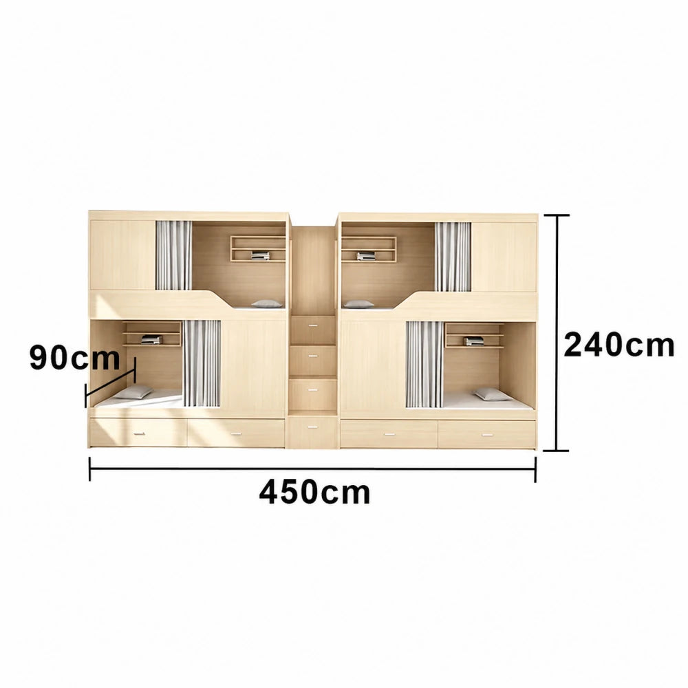 LUXORA Wooden Bunk Bed with Storage Ladder Heavy Duty 90/100/120cm Dormitory Apartment Space Saving