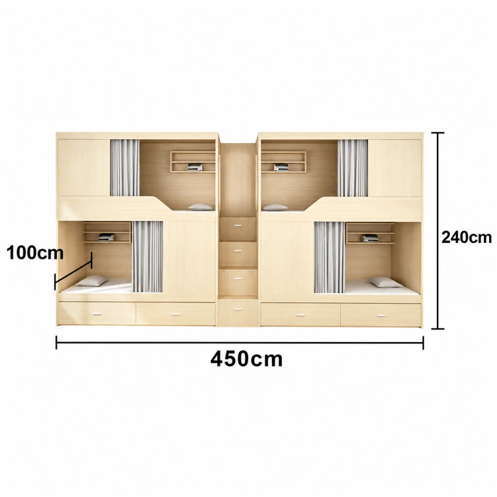 LUXORA Wooden Bunk Bed with Storage Ladder Heavy Duty 90/100/120cm Dormitory Apartment Space Saving