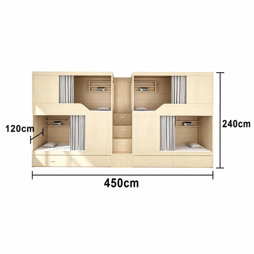 LUXORA Wooden Bunk Bed with Storage Ladder Heavy Duty 90/100/120cm Dormitory Apartment Space Saving