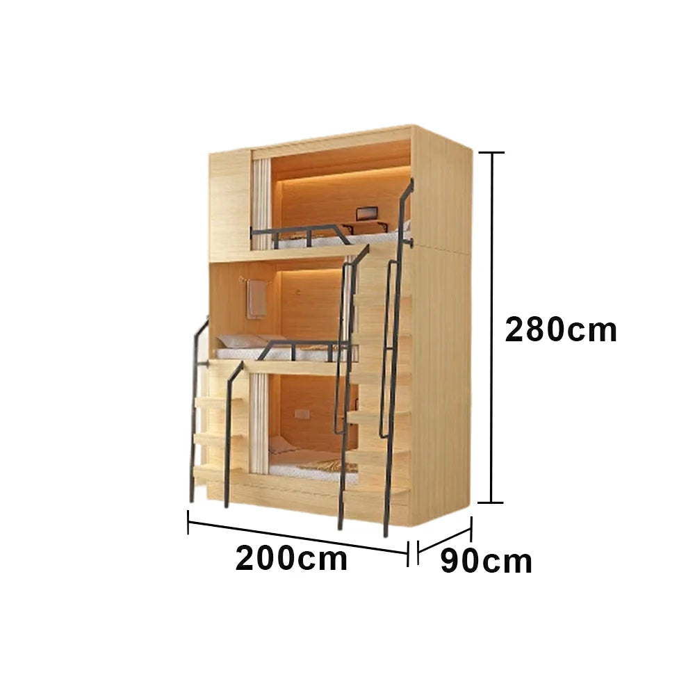LUXORA Triple Bunk Bed Steel Frame with Foldable Desk Heavy Duty 90/100/120cm Dormitory Apartment Space Saving