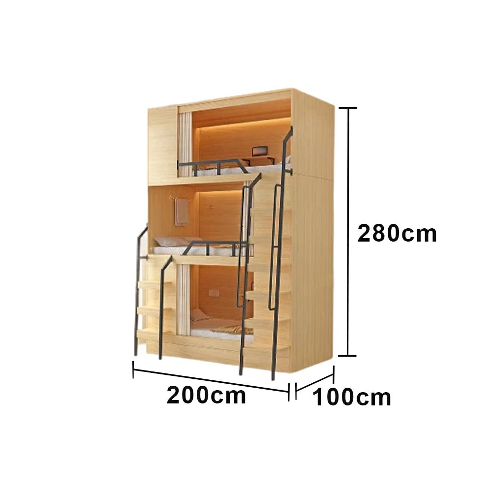 LUXORA Triple Bunk Bed Steel Frame with Foldable Desk Heavy Duty 90/100/120cm Dormitory Apartment Space Saving