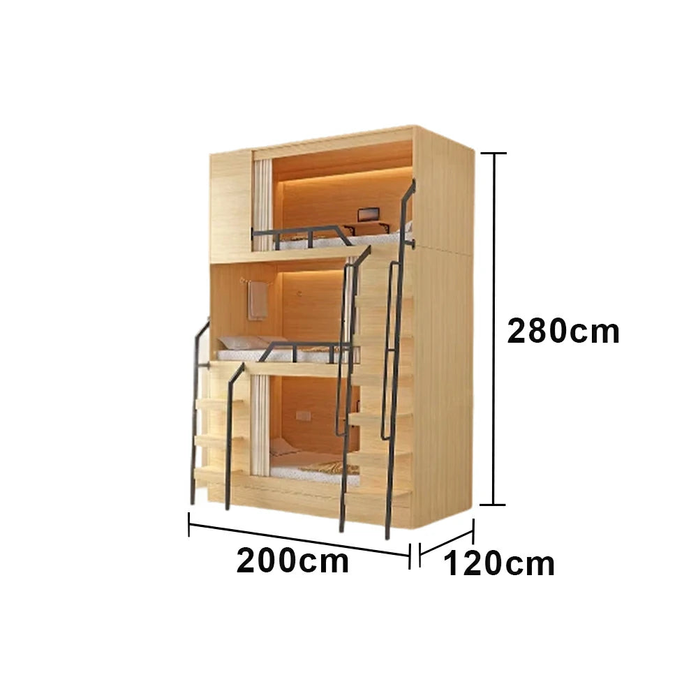 LUXORA Triple Bunk Bed Steel Frame with Foldable Desk Heavy Duty 90/100/120cm Dormitory Apartment Space Saving