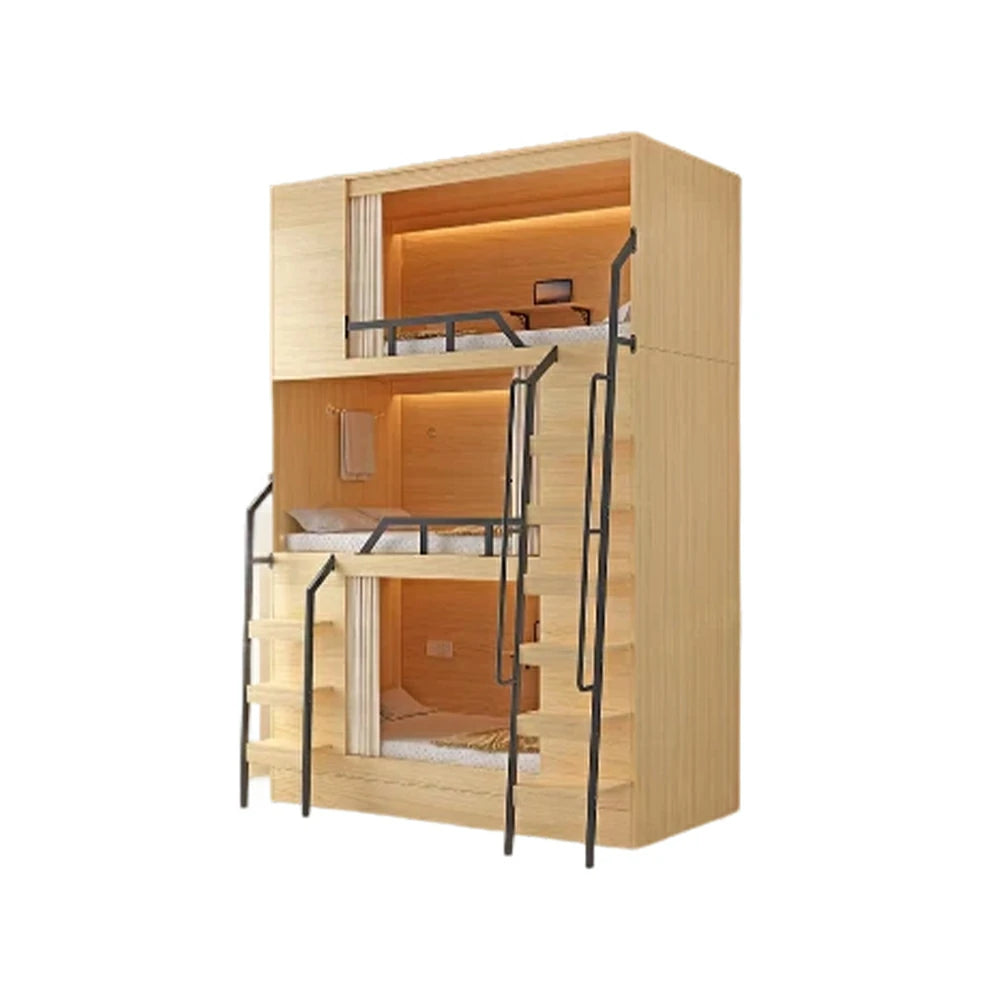 LUXORA Triple Bunk Bed Steel Frame with Foldable Desk Heavy Duty 90/100/120cm Dormitory Apartment Space Saving